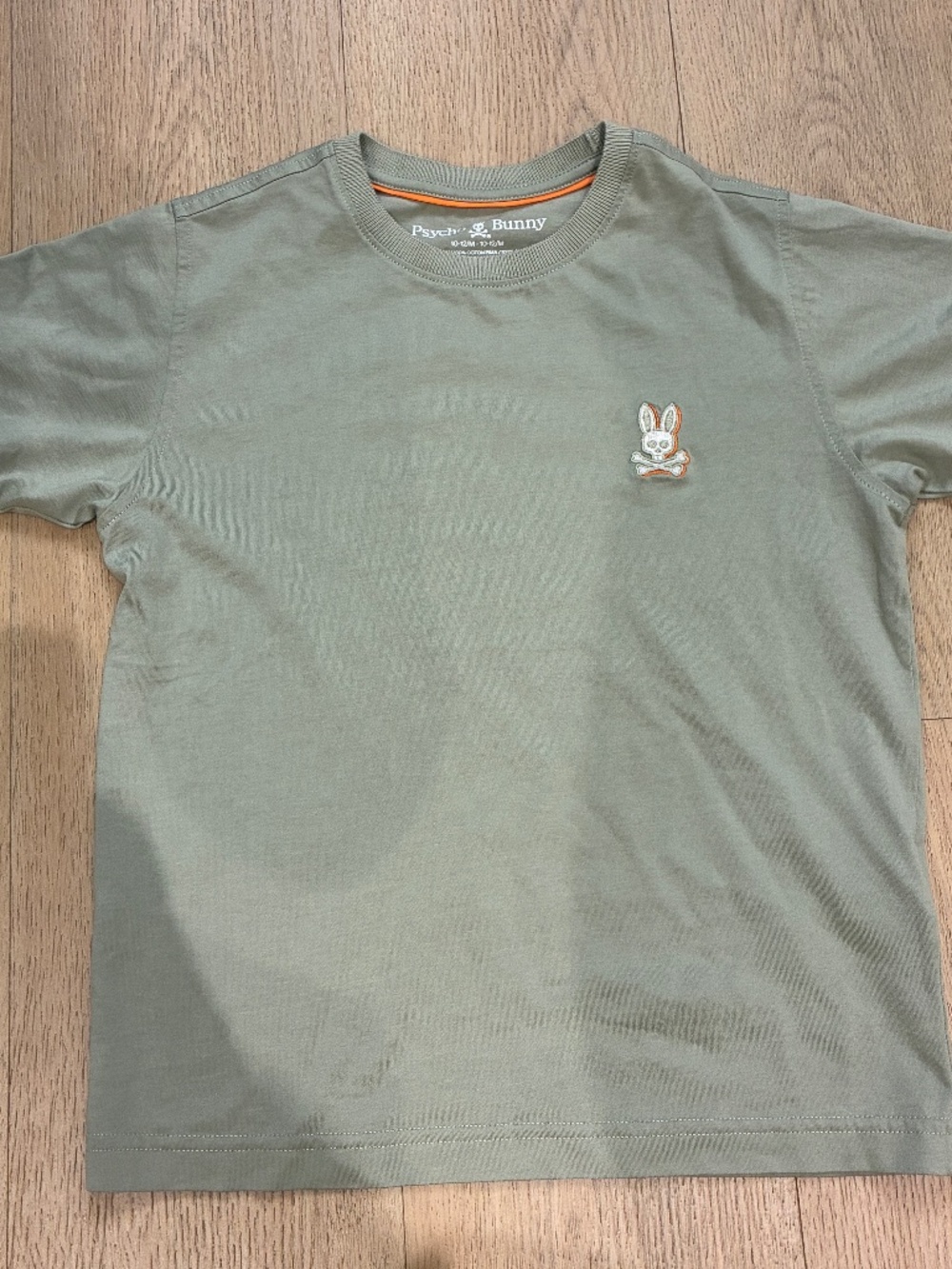 Psycho Bunny Boys 10-12 Gray Pima Cotton Tee Orange Trim Logo